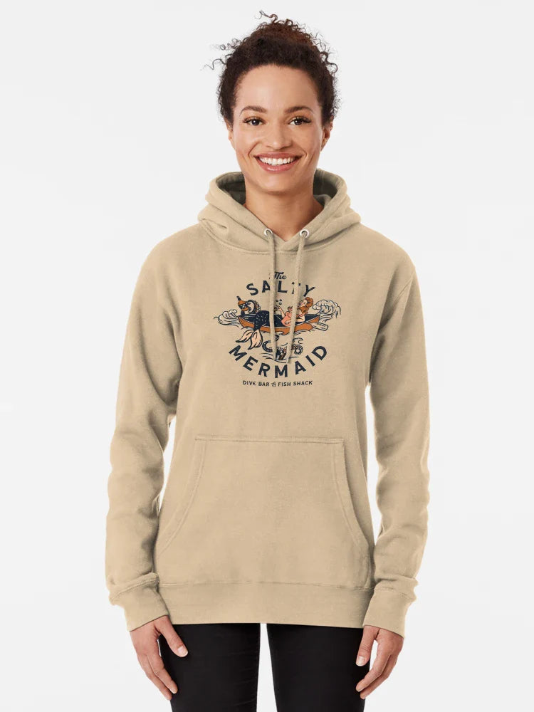 "The Salty Mermaid Dive Bar & Fish Shack" Cool Retro Mermaid Travel Design Classic T-Shirt Hoodie, Sweatshirt (Image 5)