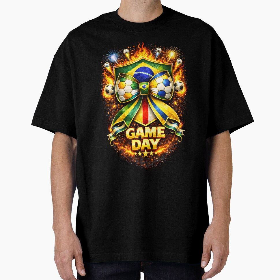 Brazil Soccer Bow Game Day Fire Crest Celebration by MuniraWearify