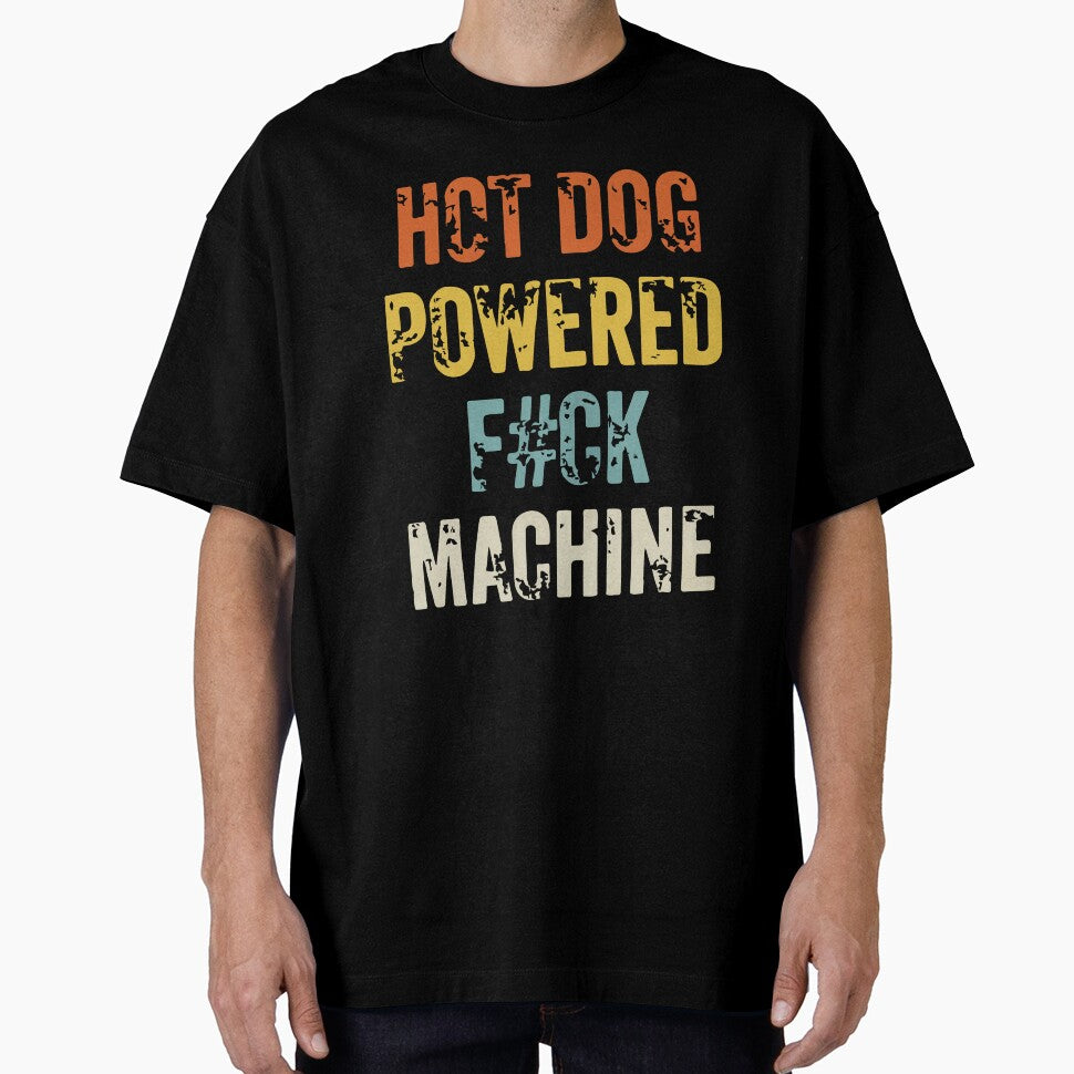 Hot Dog Powered Funny Adult Humor Retro Food Joke Design by kiralynstration