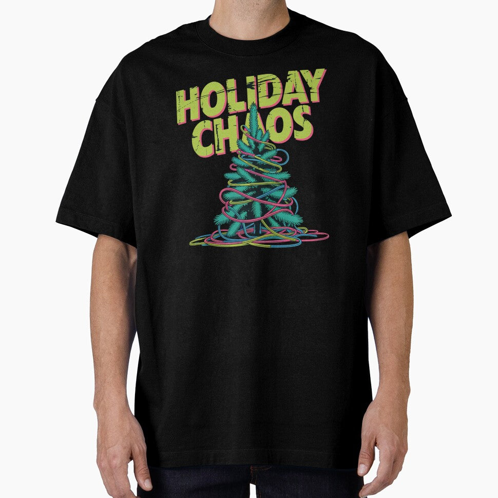 Holiday Chaos Distressed Christmas Tree Neon Grunge Humor by chattsuede