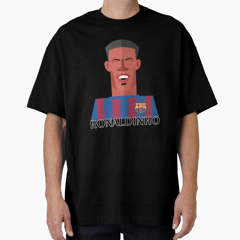 Ronaldinho Caricature T-Shirt | Fun Soccer Legend Design by Mehmet Hanifi Ekşi