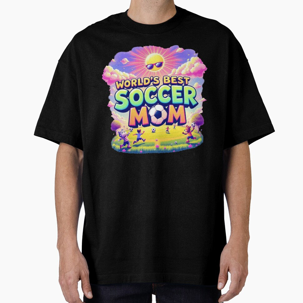 Funny World's Best Soccer Mom Shirt&Gift Design - Cartoon Soccer Field by TheGaliyaStudio