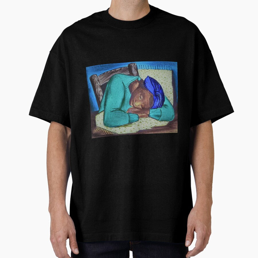American Dreaming Sleeping Girl African American Portrait Painting For Home And Wall Decor Oversized T Shirt Hoodie,...