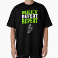 Baseball PItcher Design Gift Meet Defeat Repeat Oversized T-Shirt Hoodie, Sweatshirt | PureTeeCo.com