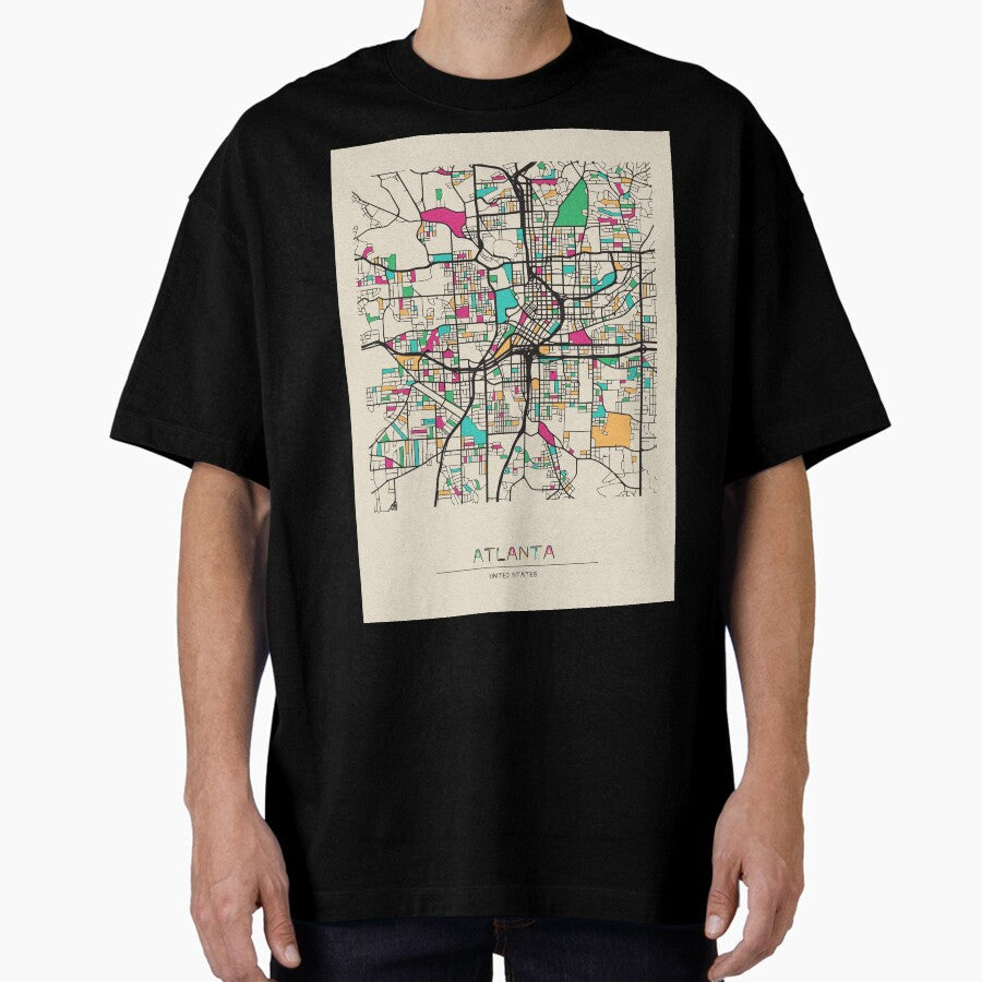 Atlanta, Georgia Street Map Oversized T-Shirt Hoodie, Sweatshirt | PureTeeCo.com