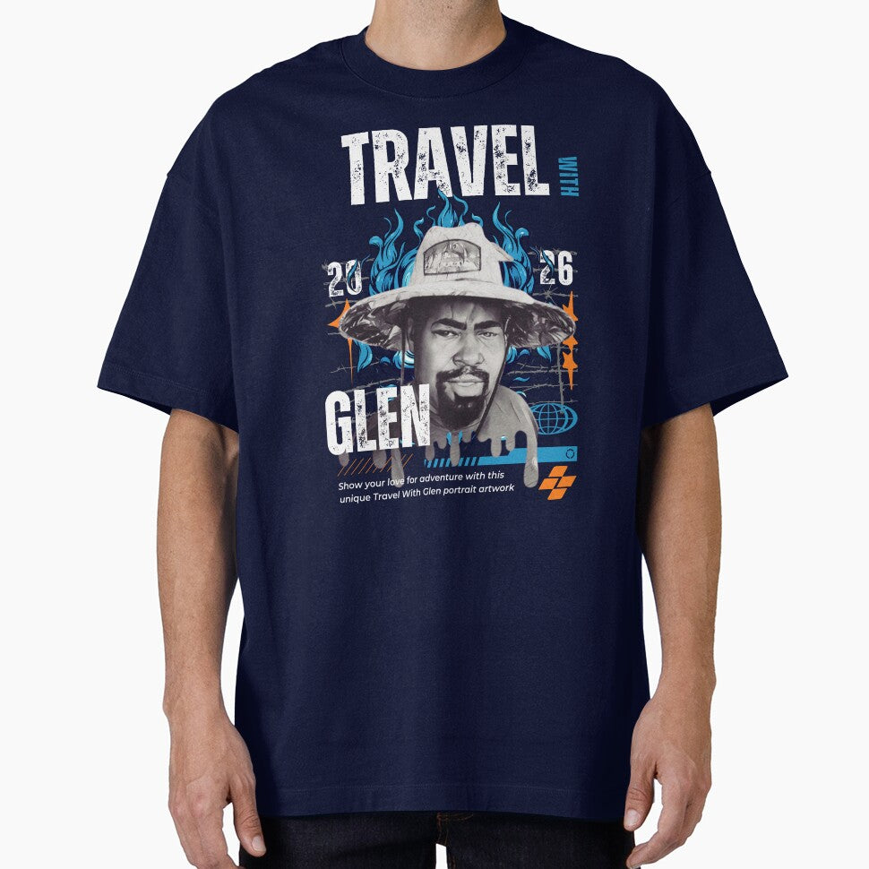 Travel With Glen V3 Blue trn-bg – Signature Travel Portrait Art | Adventure, Explorer & World Traveler Design by buycostarica
