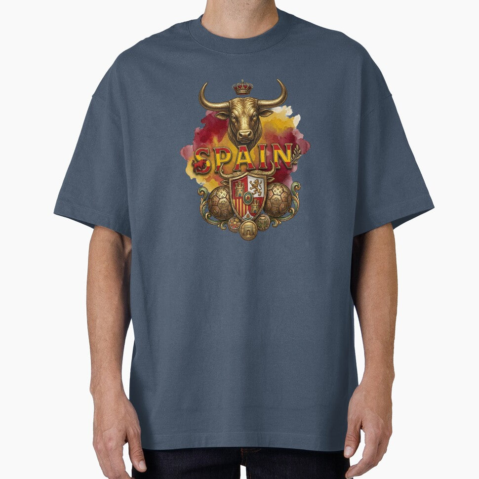 Spain Football Gold Emblem – Traditional Bull and Shield Sovereign Design by Lozarux