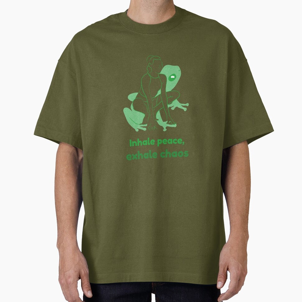 Frog Yoga Pose Mandukasana – Inhale Peace Exhale Chaos Mindful Breathing Yoga Design by WellspringXflow