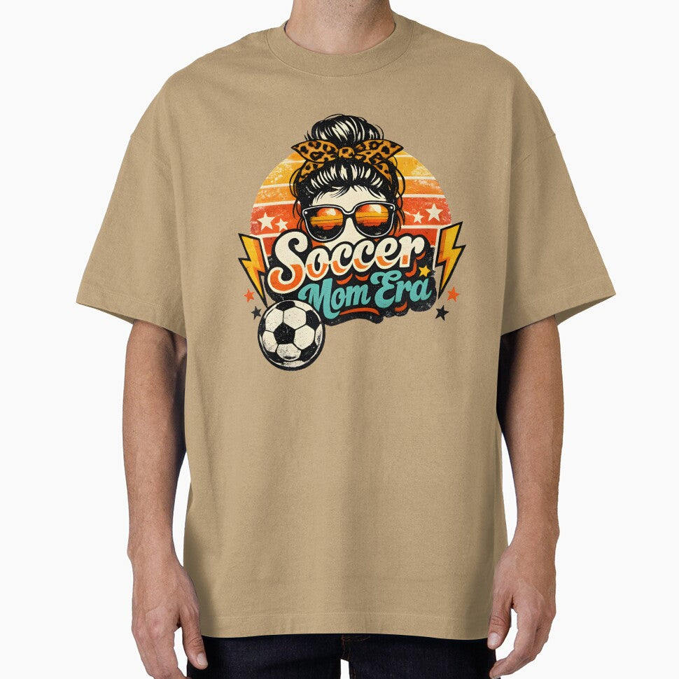 Soccer Mom Era Retro Vintage Leopard Messy Bun Shirt by PixelForge11