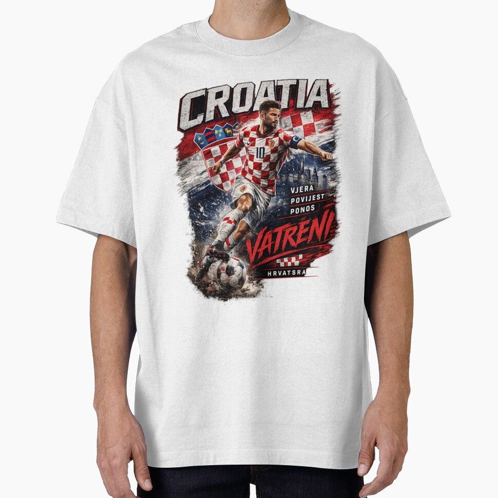 Croatia Football Fan Art T-Shirt | Croatian Soccer Supporter Graphic | Vatreni Inspired Sports Design by CosmoMerchStore