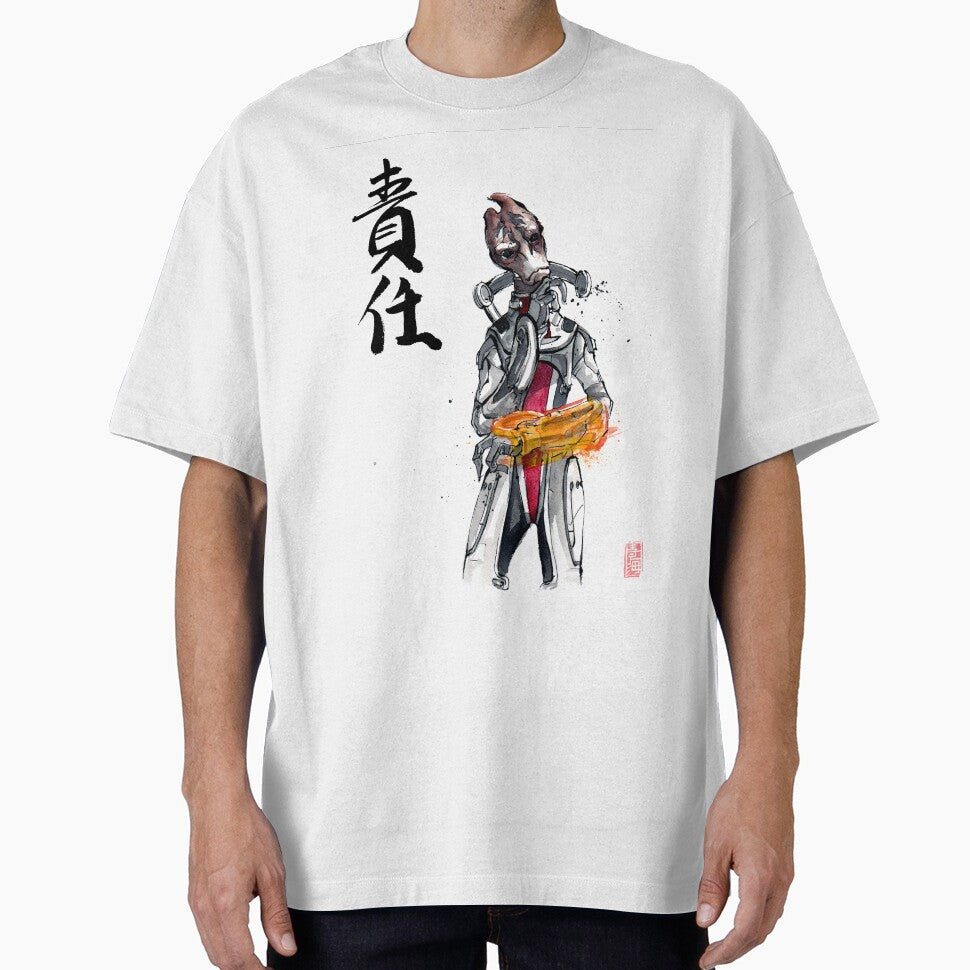 Mordin from Mass Effect Sumie Style with calligraphy Responsibility by Mycks