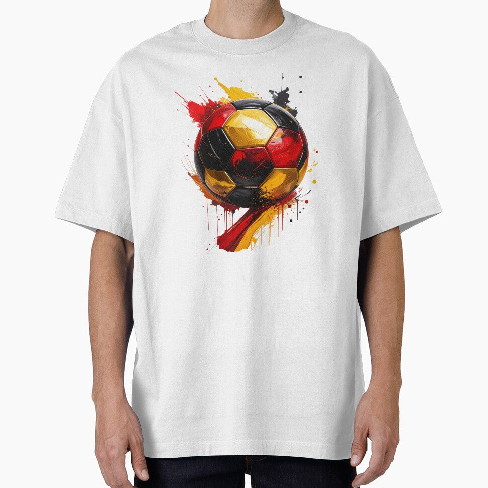 Football in black, red, and gold paint splatters, Germany by LiskoDesign