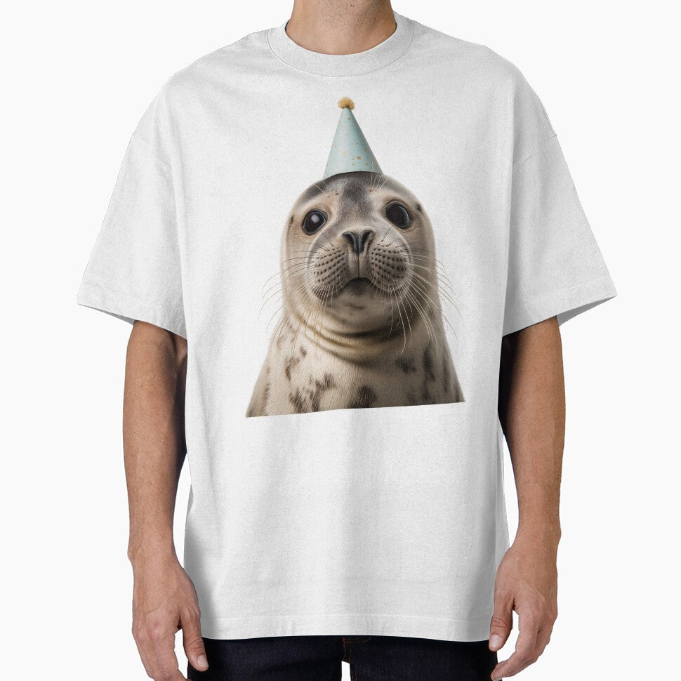 Cute Seal with Party Hat Birthday Celebration by LazyOwlStore