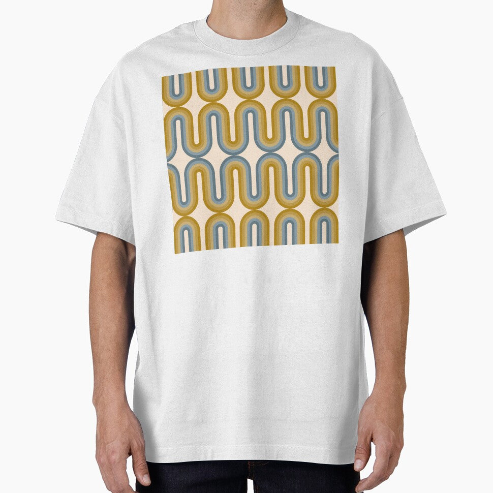 Retro Mid Century Modern - Mustard Gold and Dusty Blue by JMgraphic