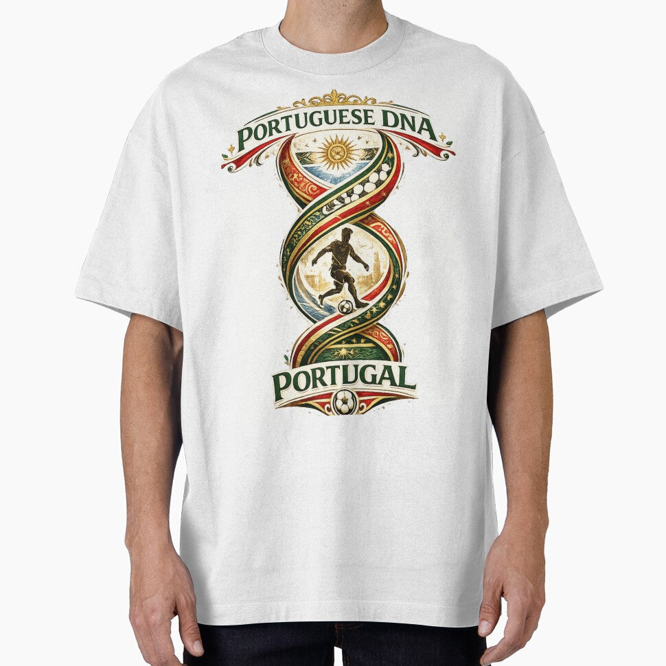 Portuguese DNA Football T-Shirt | Portugal Soccer Fan Design by Atlas Ink Lab