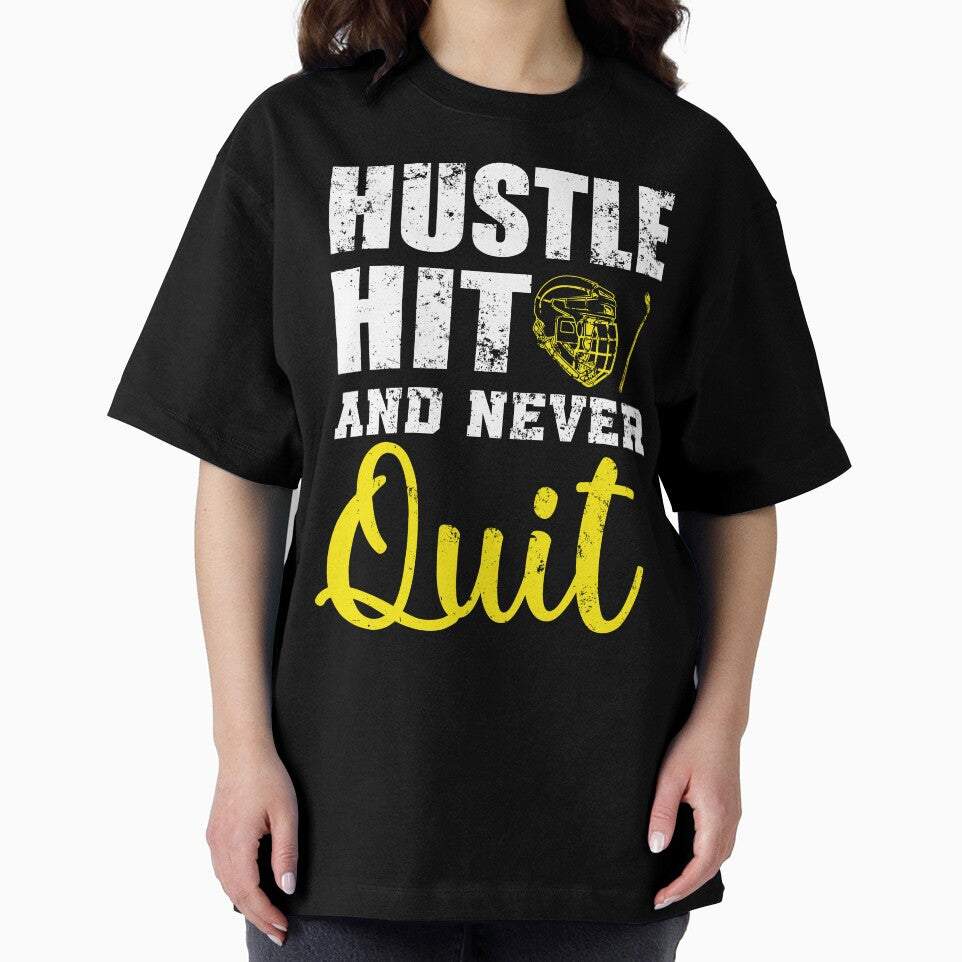 Funny Ice Hockey Player Hustle Hit And Never Quit Gift by tomtomd