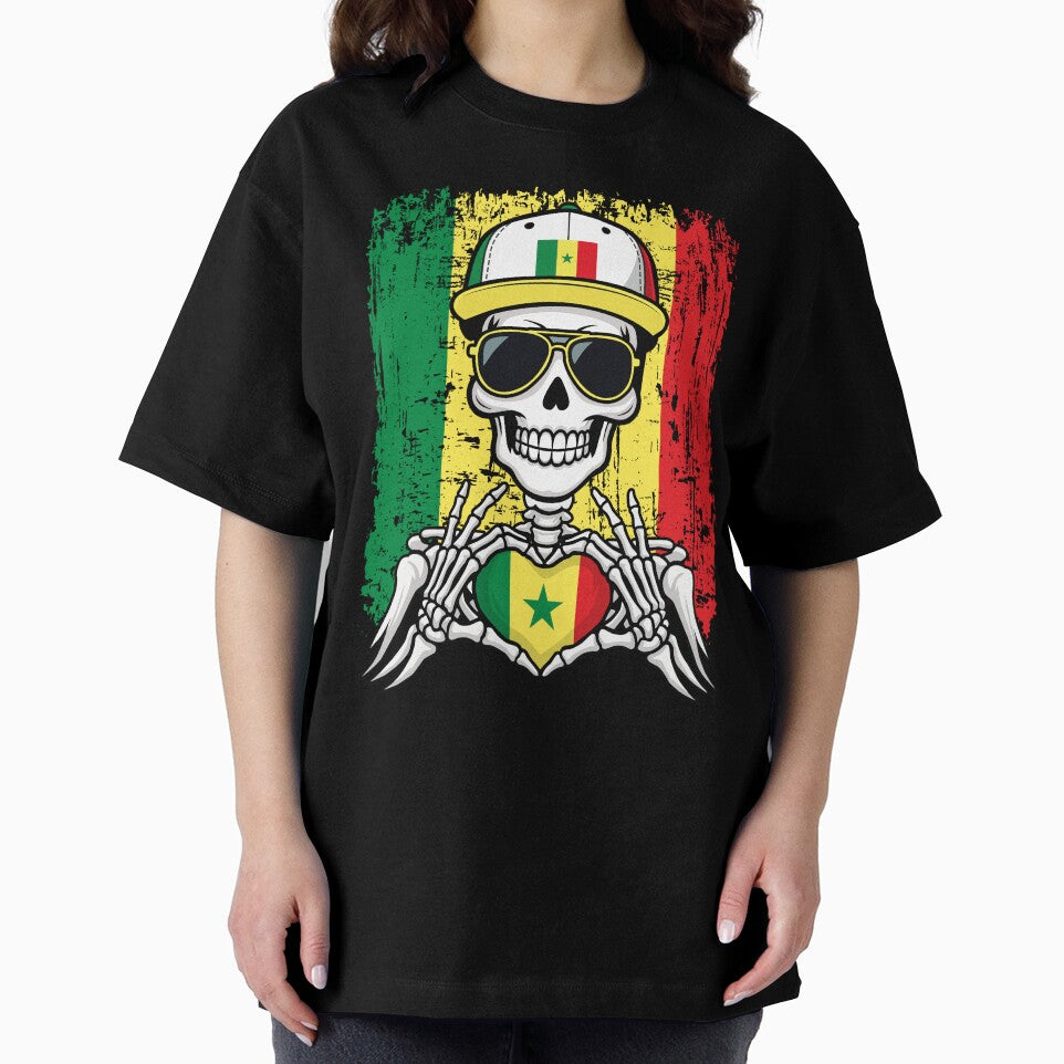 Senegalese Pride Skeleton Art - Senegal Football & Lions of Teranga Tee by Colorful Designs