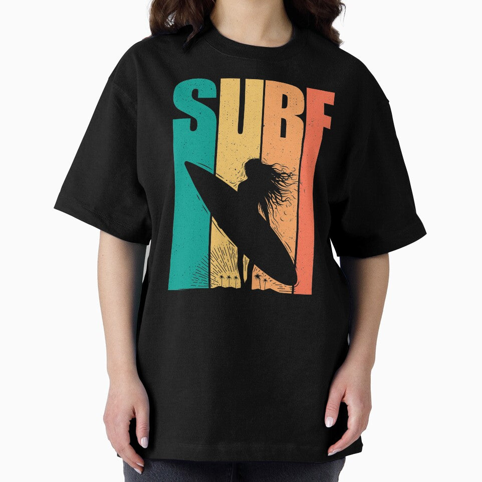 Retro Surfing Design Women Surf by Vasyl  Chernovol