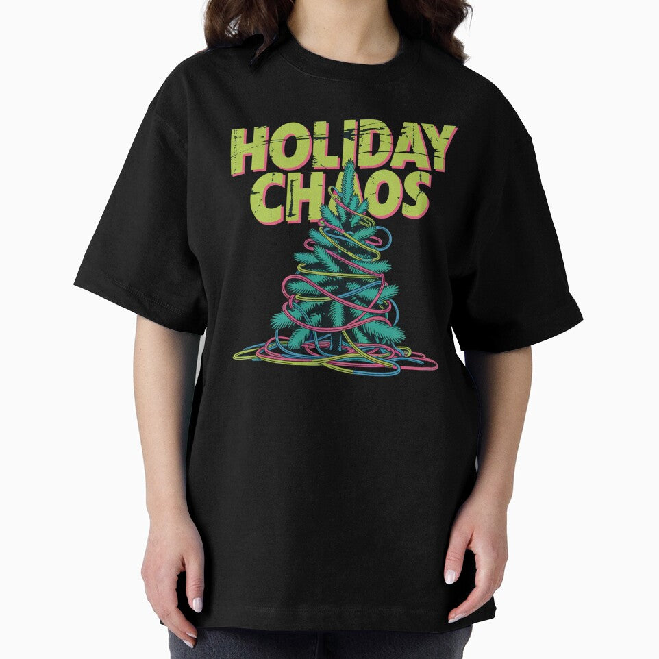 Holiday Chaos Distressed Christmas Tree Neon Grunge Humor by chattsuede