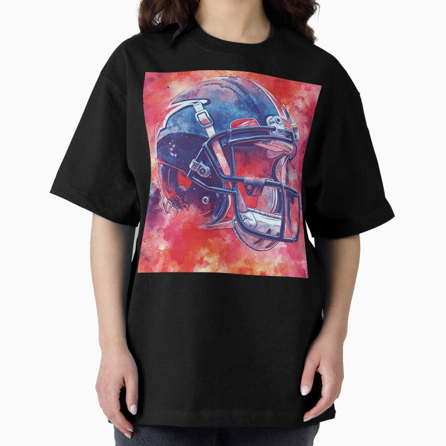 American Football Helmet in the colorful clouds - watercolor style Oversized T-Shirt