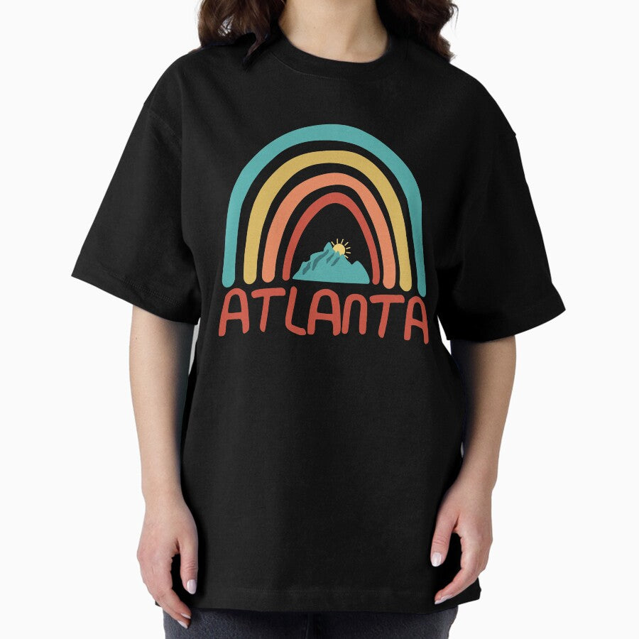 Atlanta Retro Vintage Rainbow - Atlanta Georgia Mountain Souvenir - Gift - Hometown - Hiking - Nature Oversized T-Shirt...