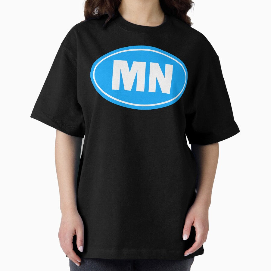 Blue Minnesota Mn State Oval Euro Shaped Oversized T Shirt Hoodie, Sweatshirt | PureTeeCo.com
