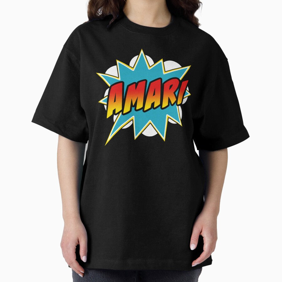 Boys Amari Comic Book Superhero Name Oversized T-Shirt Hoodie, Sweatshirt | PureTeeCo.com
