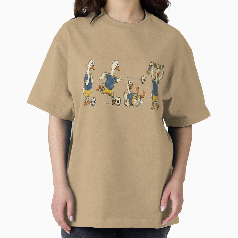 Four Soccer Geese Vintage Cartoon Penalty Kick by POD DYNASTY | Original Print On Demand T-Shirt Graphics