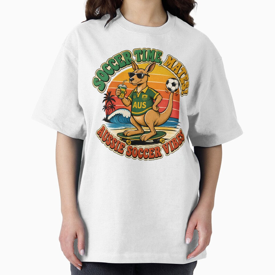 Soccer Time Mates – Aussie Soccer Vibes Funny Kangaroo Beach Design by PatysArt