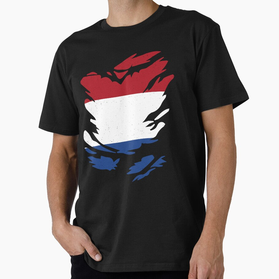 RIPPED SHIRT FLAG INSIDE - NETHERLANDS - Fans and Teams for Men and Women T-shirt-Recovered by wallsandpatts