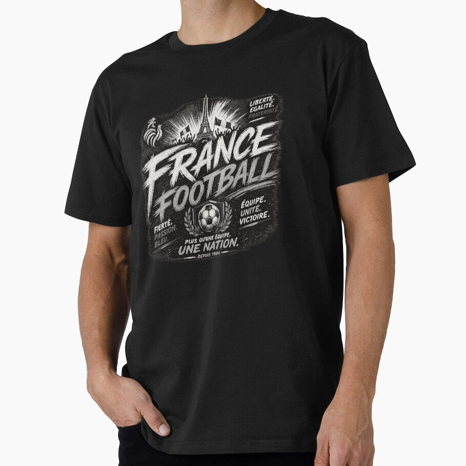 France Football Black White Typography Design | Modern National Soccer Artwork by TKOprintdesigns