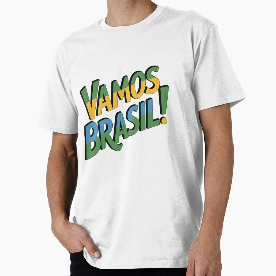 “Vamos Brasil (Lets go Brazil)”– Brazilian Colors Football Fan Green Yellow Blue White by paulo silveira