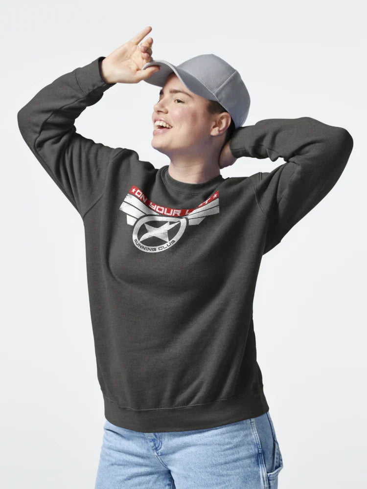 "On Your Left Running Club" Hybrid Inverted Classic T-Shirt Hoodie, Sweatshirt | PureTeeCo.com (Image 4)
