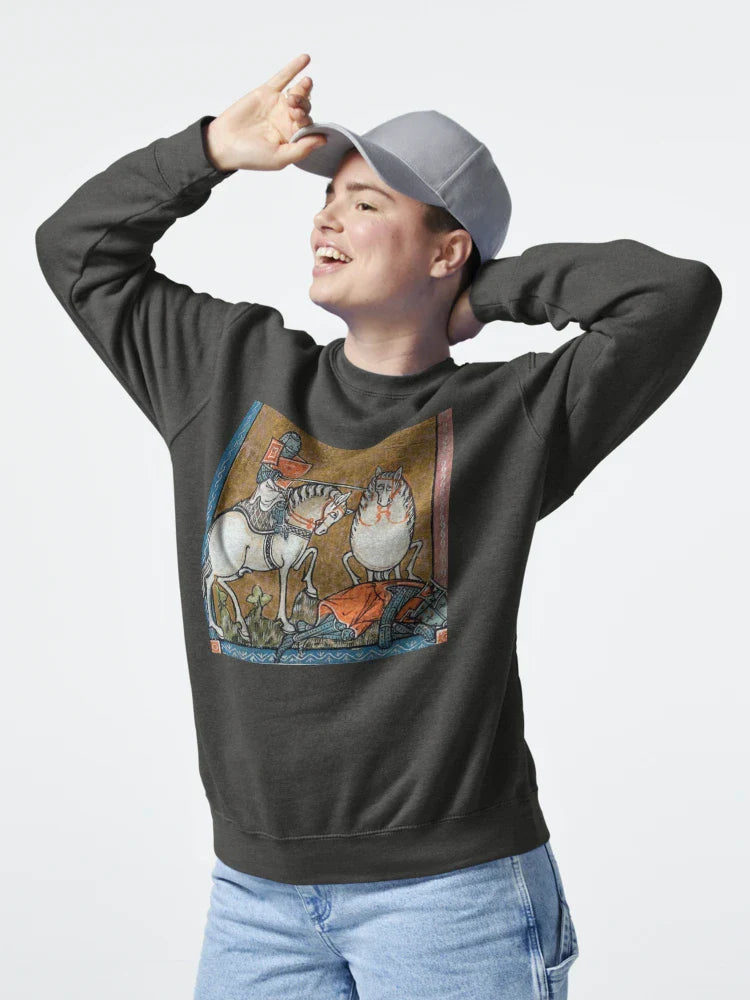 "The Fat Horse, on its Rider" medieval painting 11th century AD Classic T-Shirt Hoodie, Sweatshirt | PureTeeCo.com (Image 4)
