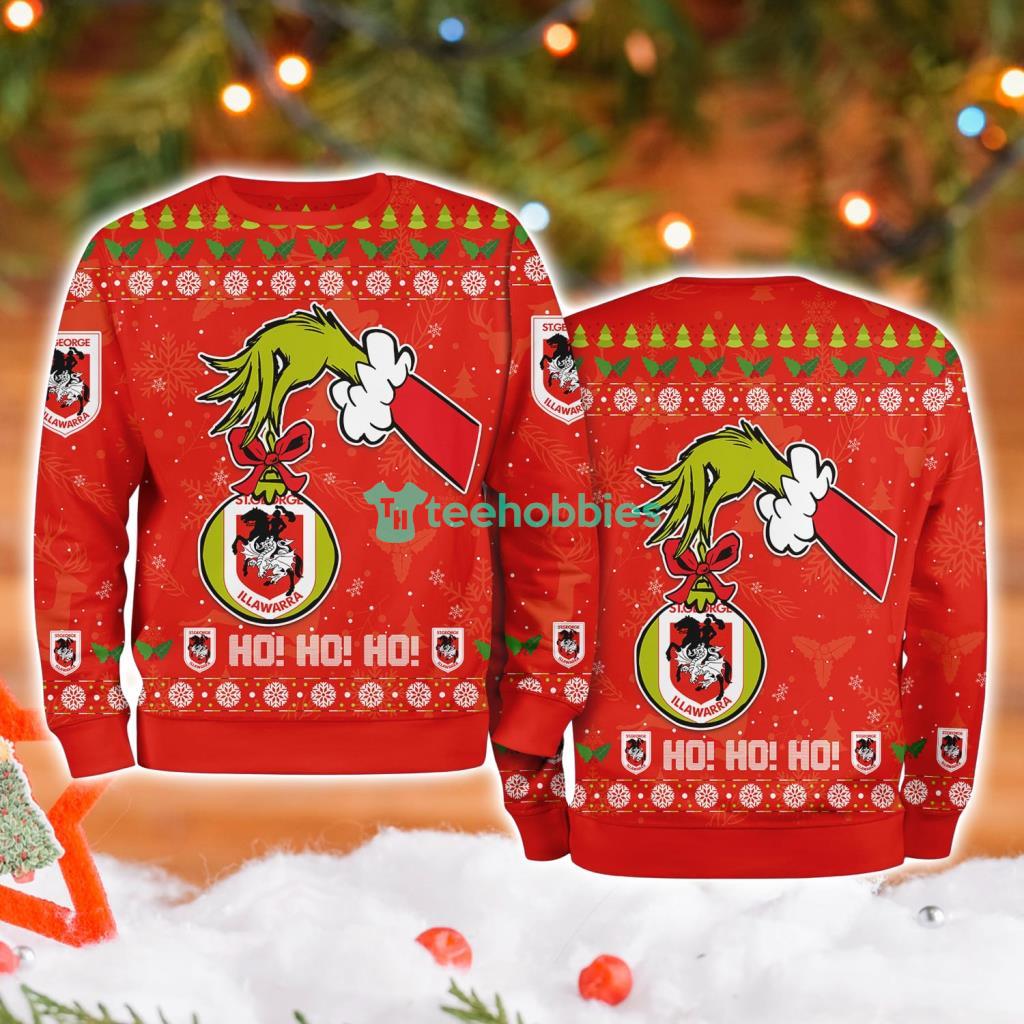 St George Illawarra Dragons Nrl Grinch Hand Ugly Christmas Sweater 3D