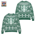 Starbucks Logo Christmas Pattern Ugly Christmas Sweater Green