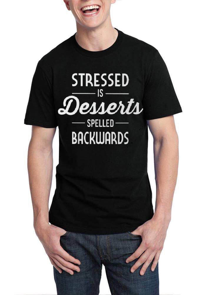 Stressed Is Desserts Spelled Backwards Black T-Shirt Hoodie, Sweatshirt | PureTeeCo.com