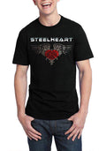 Steel Heart Half Sleeve Black T-Shirt Hoodie, Sweatshirt | PureTeeCo.com