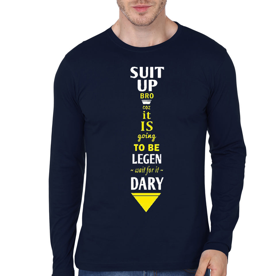 Suit Up Navy Blue Full Sleeve Tee Hoodie, Sweatshirt | PureTeeCo.com