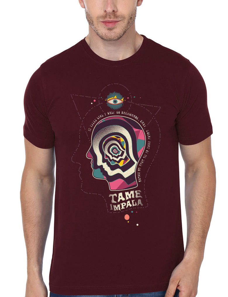Tame Impala Half Sleeve Maroon T-Shirt Hoodie, Sweatshirt | PureTeeCo.com