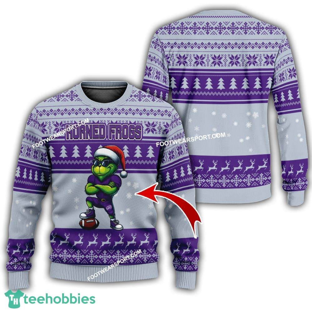 TCU Horned Frogs Player Grinch Knitted Xmas 3D Sweater Gift Holidays – Custom Number