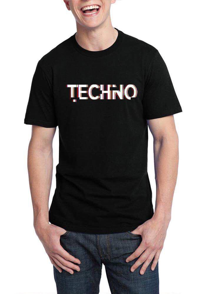 Techno Black Half Sleeve T-Shirt Hoodie, Sweatshirt | PureTeeCo.com