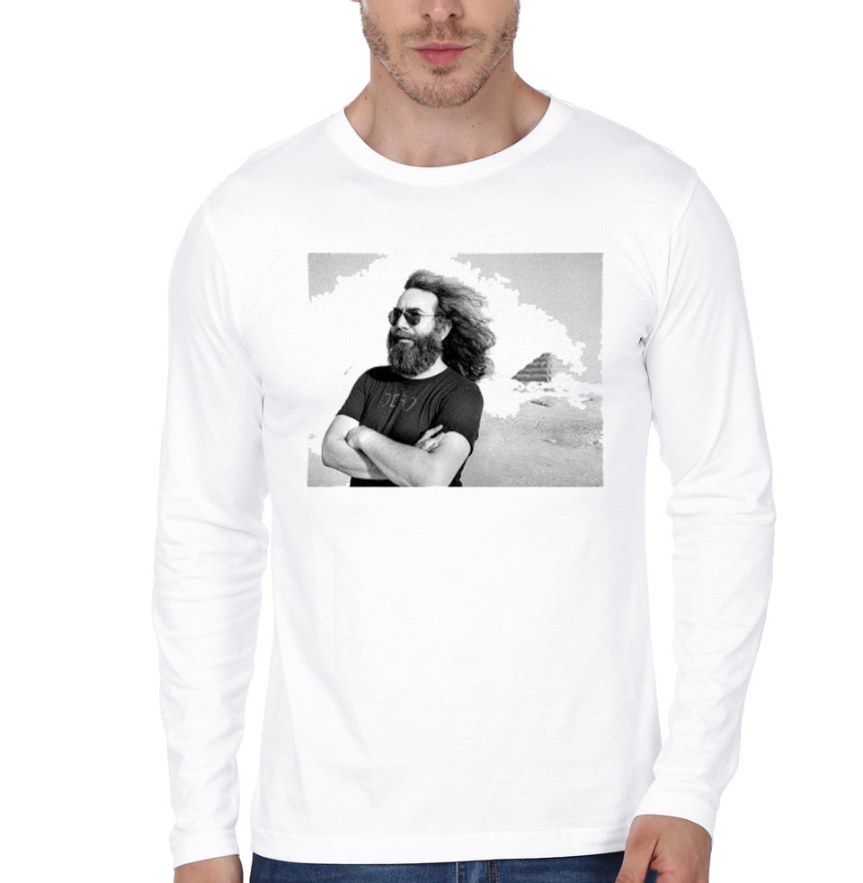 Jerry Garcia White Full Sleeve T-Shirt Hoodie, Sweatshirt | PureTeeCo.com