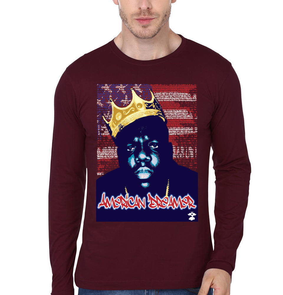 American Dreamer â€“ Notorious B.I.G. Maroon Full Sleeve T-Shirt Hoodie, Sweatshirt | PureTeeCo.com