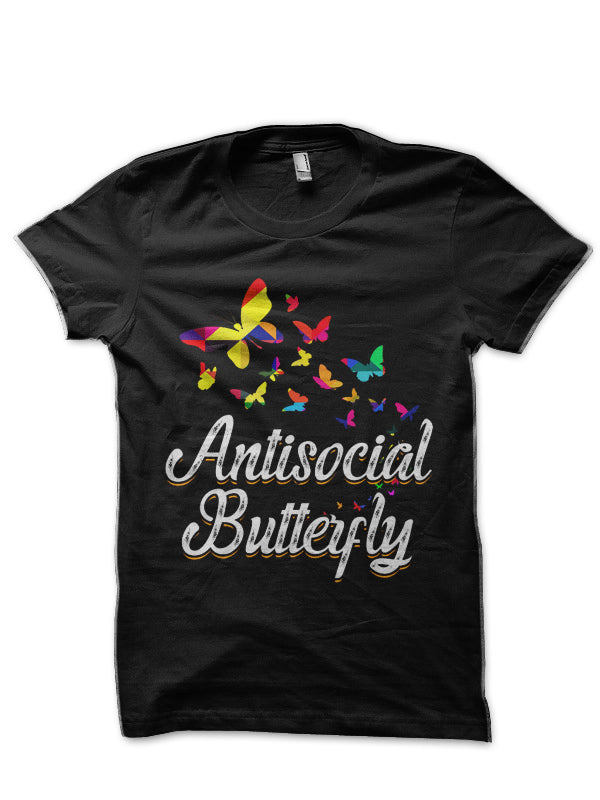 Anti social Butterfly Half Sleeve T-Shirt Hoodie, Sweatshirt | PureTeeCo.com