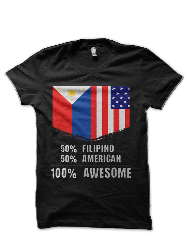 50% Filipino 50% American 100% Awesome Immigrant Half Sleeve T-Shirt Hoodie, Sweatshirt | PureTeeCo.com