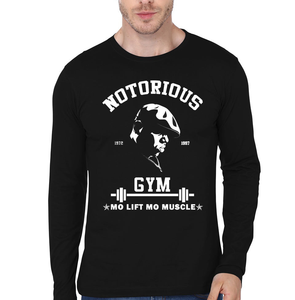 Notorious BIG Gym â€“ Mo Lift Mo Muscle Motivational Black Full Sleeve T-Shirt Hoodie, Sweatshirt | PureTeeCo.com