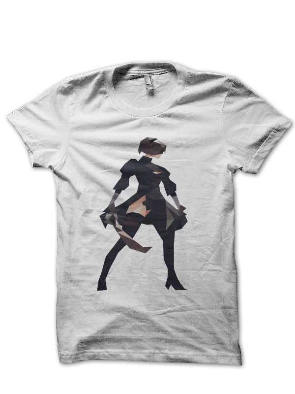 Low Poly 2d NieR: Automata White Half Sleeve T-Shirt Hoodie, Sweatshirt | PureTeeCo.com