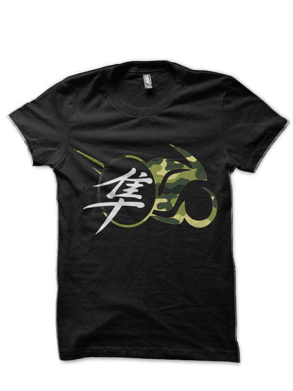 Camo Hayabusa Black Half Sleeve T-Shirt Hoodie, Sweatshirt | PureTeeCo.com
