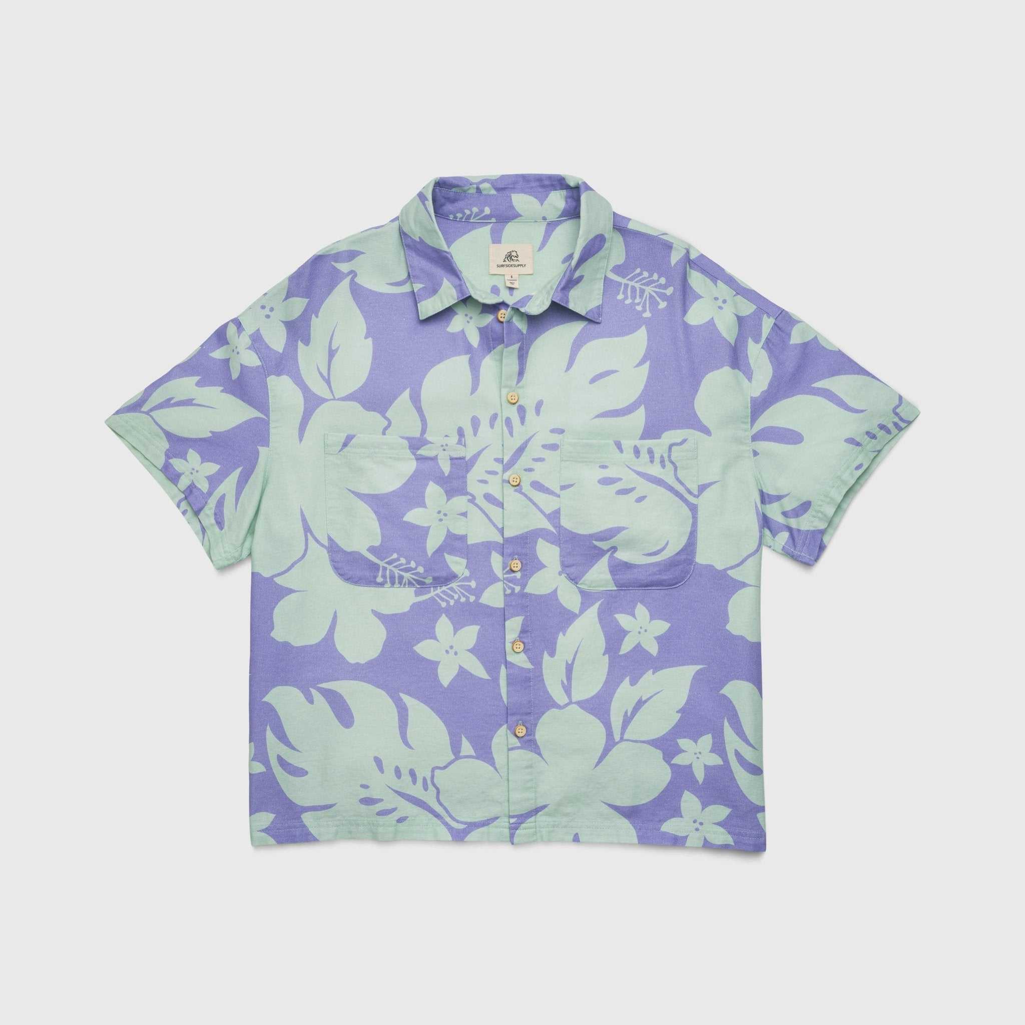 Tess Floral Slub Shirt - Baby Lilac Combo Hoodie, Sweatshirt | PureTeeCo.com (Image 1)